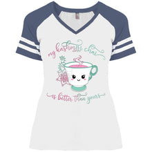 Load image into Gallery viewer, "My Kashmiri Chai is Better Than Yours!" Ladies' Game V-Neck T-Shirt
