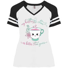 Load image into Gallery viewer, "My Kashmiri Chai is Better Than Yours!" Ladies' Game V-Neck T-Shirt