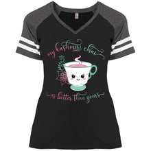 Load image into Gallery viewer, "My Kashmiri Chai is Better Than Yours!" Ladies' Game V-Neck T-Shirt