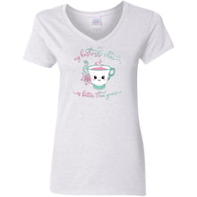 Load image into Gallery viewer, "My Kashmiri Chai is Better Than Yours!" Ladies' 5.3 oz. V-Neck T-Shirt