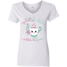 Load image into Gallery viewer, "My Kashmiri Chai is Better Than Yours!" Ladies' 5.3 oz. V-Neck T-Shirt