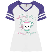 Load image into Gallery viewer, "My Kashmiri Chai is Better Than Yours!" Ladies' Game V-Neck T-Shirt