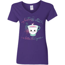 Load image into Gallery viewer, "My Kashmiri Chai is Better Than Yours!" Ladies' 5.3 oz. V-Neck T-Shirt