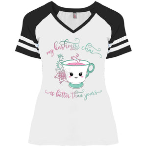 "My Kashmiri Chai is Better Than Yours!" Ladies' Game V-Neck T-Shirt