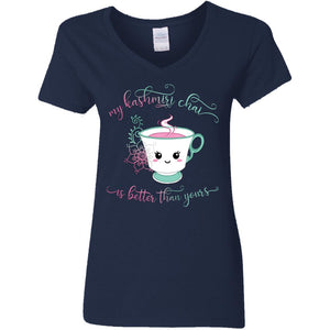 "My Kashmiri Chai is Better Than Yours!" Ladies' 5.3 oz. V-Neck T-Shirt